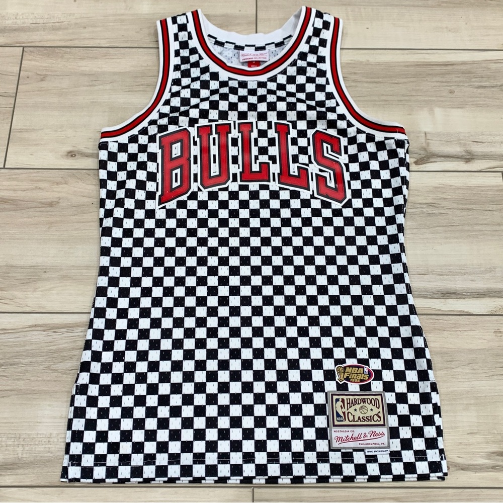 Mitchell Ness Swingman Small Chicago Bulls Jersey HWC NBA Finals 1996 Checkered